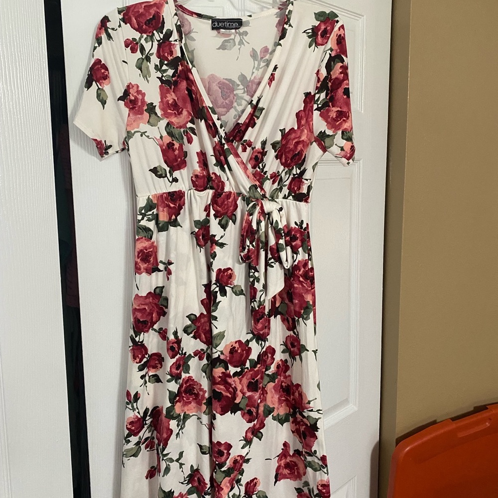 Maternity floral high low wrap dress